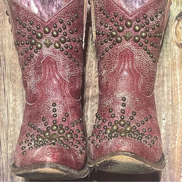 Old Gringo womens red studded distressed cowboy bootsSize 7 1/2 Preowned - Picture 8 of 16